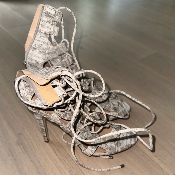 JustFab Snake Print Caged Heels | Size 9 - Picture 2 of 5